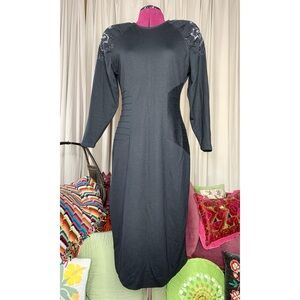 80s Knit Dress with Butterfly Embroidery